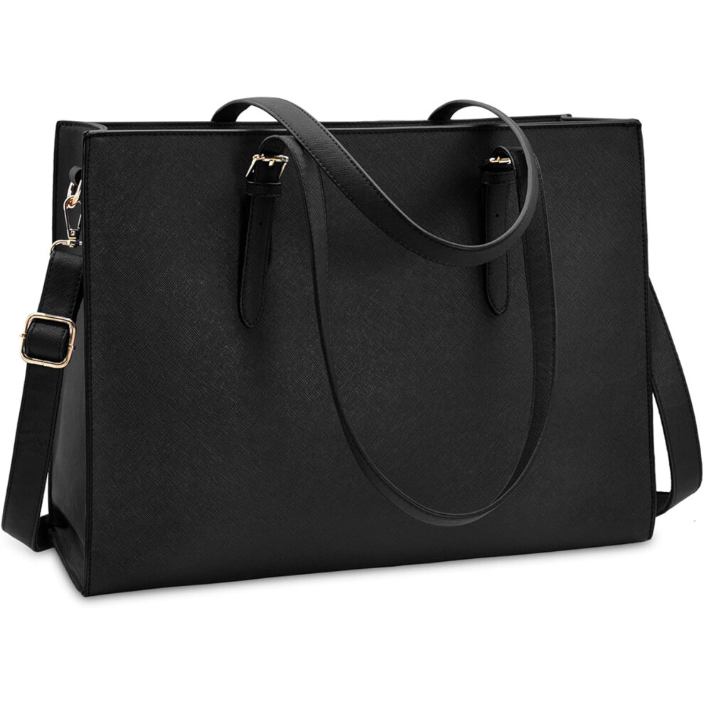 (Black) Bags for Women 15.6 inch Large Tote Bag Ladies Handbag Business Work Bag