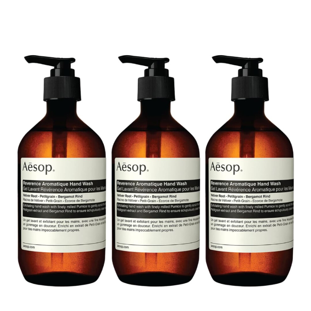 Savon moussant pour les mains Aesop Reverence Aromatique | Nettoie et exfolie les mains | Sans paraben, sans cruaut? et v?g?talien | 16,9 oz, lot de 3
