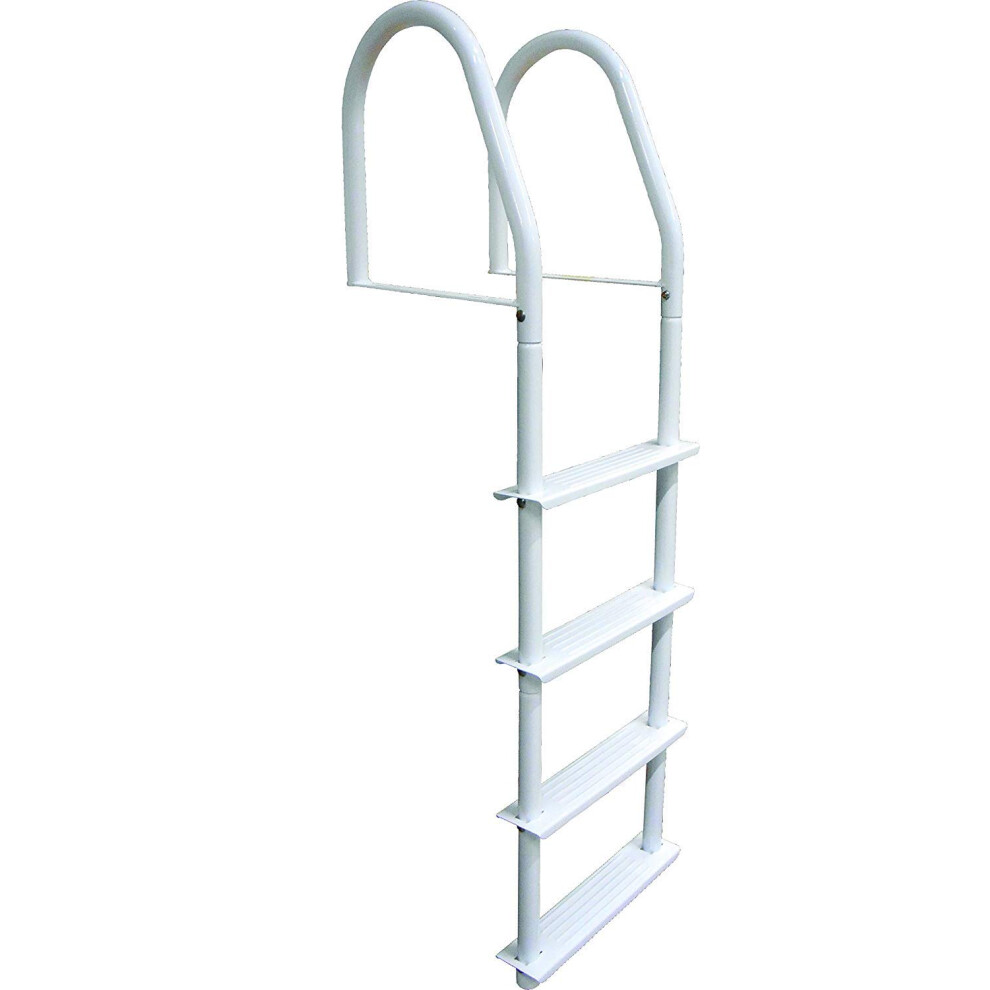 Dock Edge Fixed 4 Step Ladder Bright White Galvalume