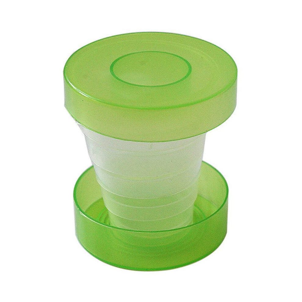 (green) Plastic Folding Cup Telescopic Collapsible Outdoor Travel Camping