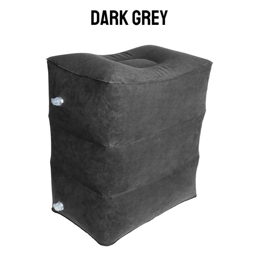 (dark grey) Portable Pvc 3 Layers Inflatable Travel Foot Rest Pillows Footrest Pillow Adjustable High On Airplane Car Bus