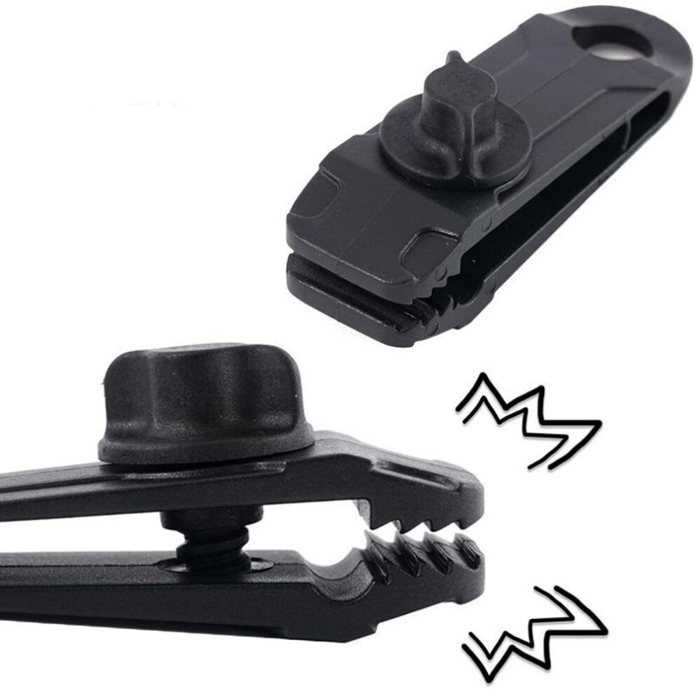 (black, 10 pcs) 10pcs Heavy Duty Tent Tarp Tarpaulin Clamp Buckle Reusable Fixed Clips Camping Tool