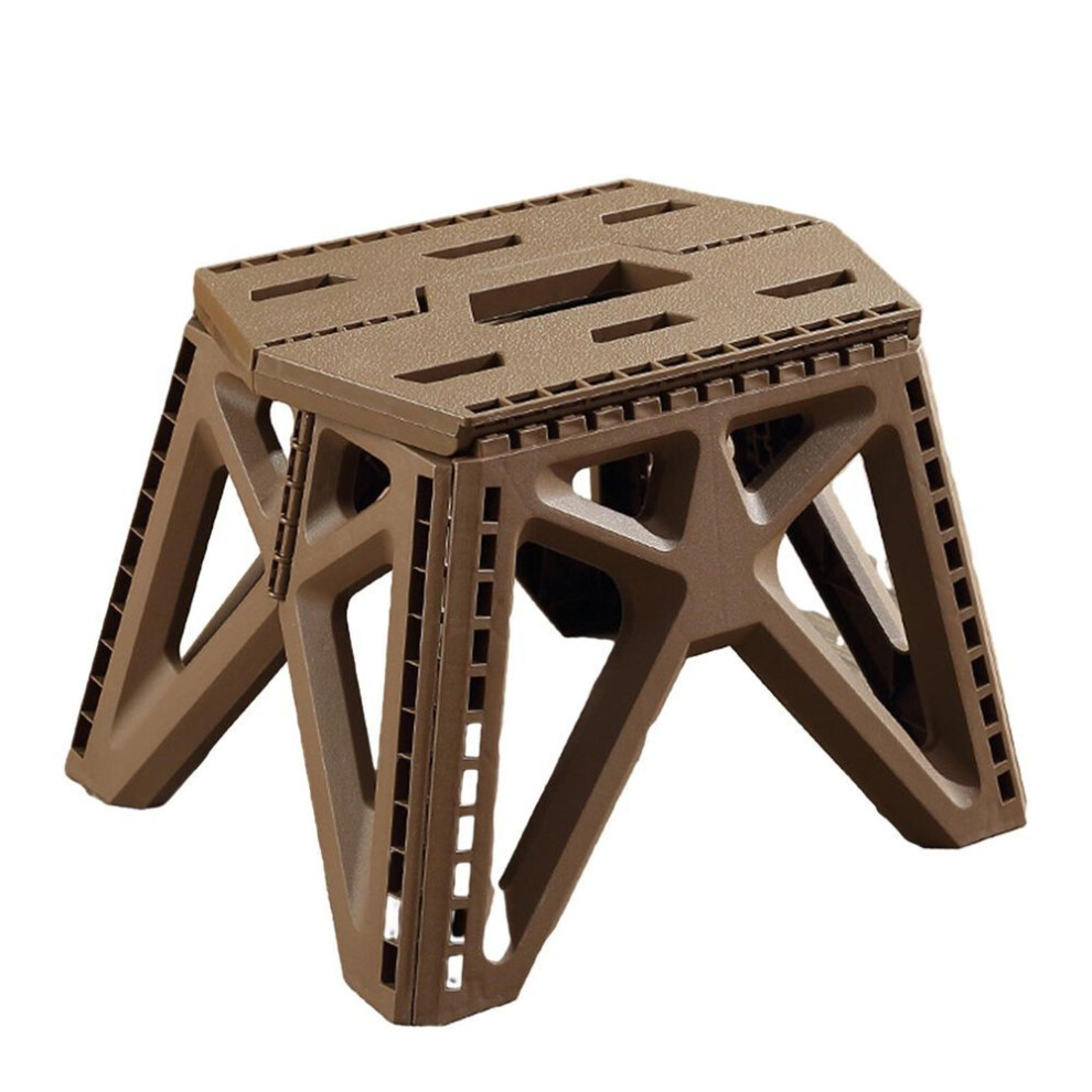 (brown) Folding Step Stool Strong Load-bearing Heavy-Duty Chair Travel Use Compact Collapsible Chair with Handle Camping Supplies
