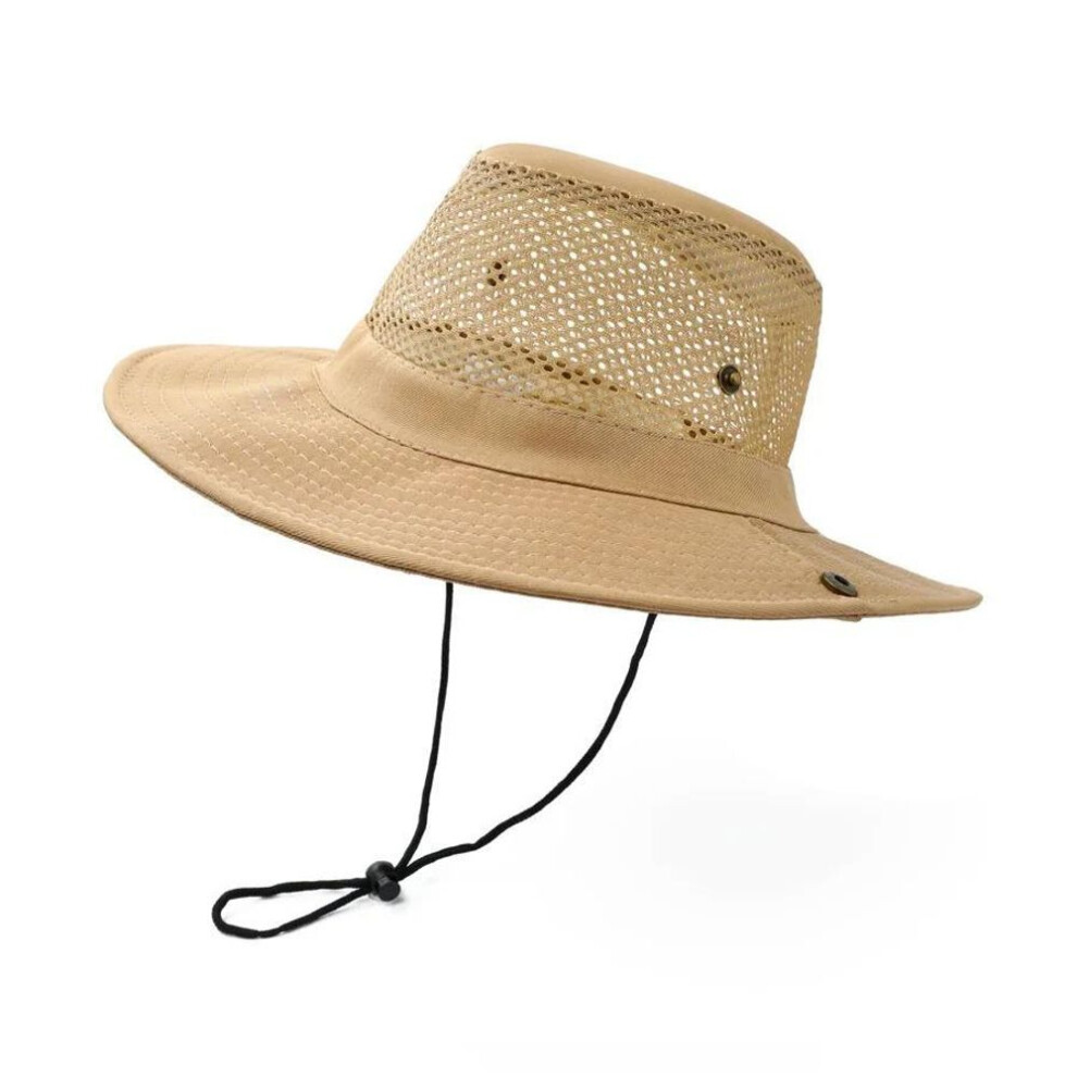 (khaki, Sunscreen) Large Brim Fisherman Cap Summer Mesh Breathable Sun Hat Outdoor Fishing Mountaineering Uv Protection Visors For Men Women Bonnet Sunshade Bucket Hat