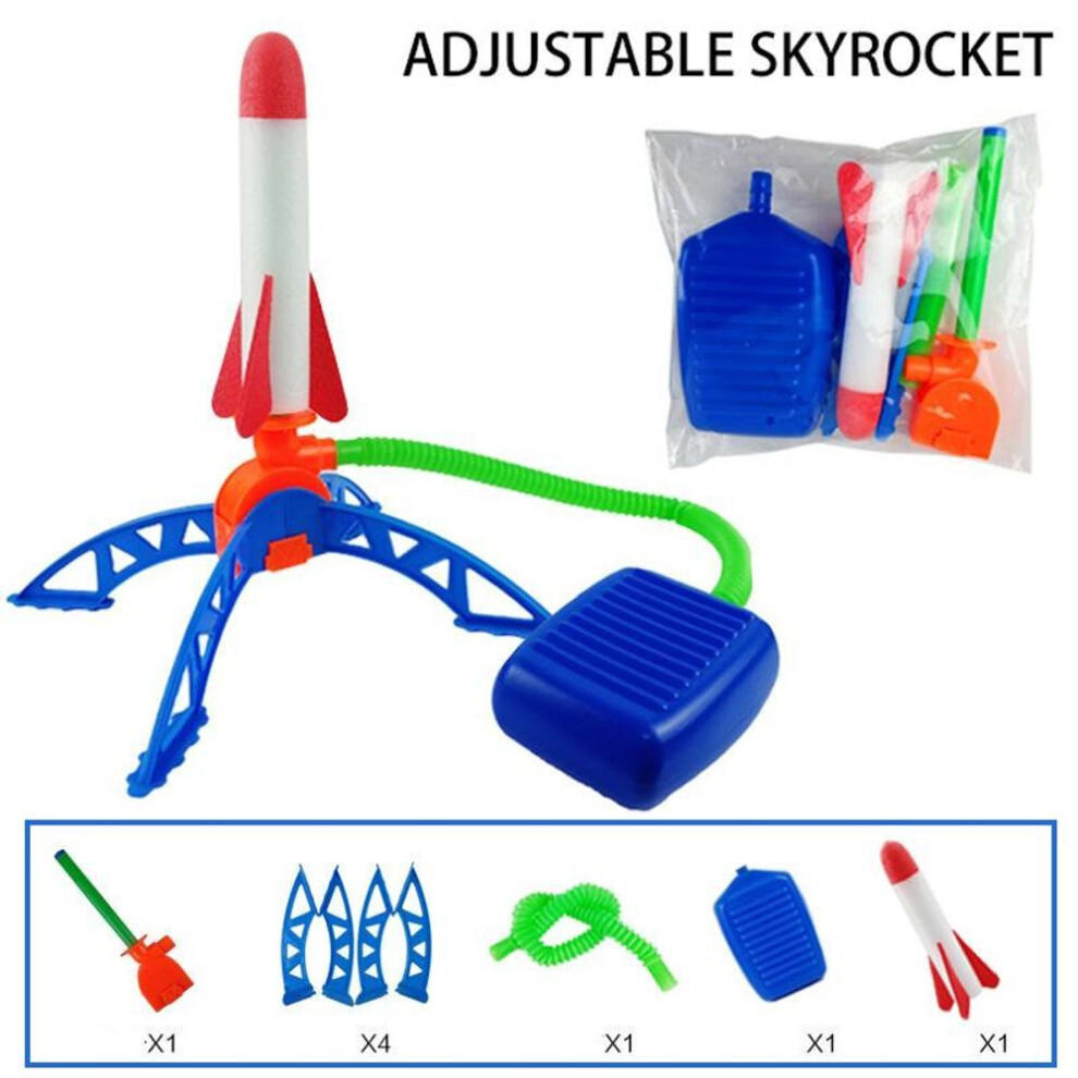 (as the picture, A) Kid Air Rocket Foot Pump Launcher Toys Sport Game Jump Stomp Outdoor Child Play Set Toy Pressed Rocket Launchers Pedal Games