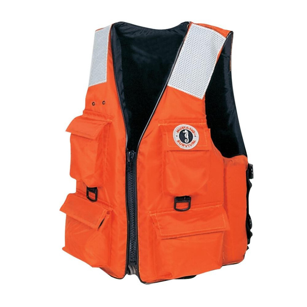 Mustang 4-Pocket Vest w/SOLAS Reflective Tape - 3XL/7XL - Orange-image-OPC-PFMSZ8F-NEW