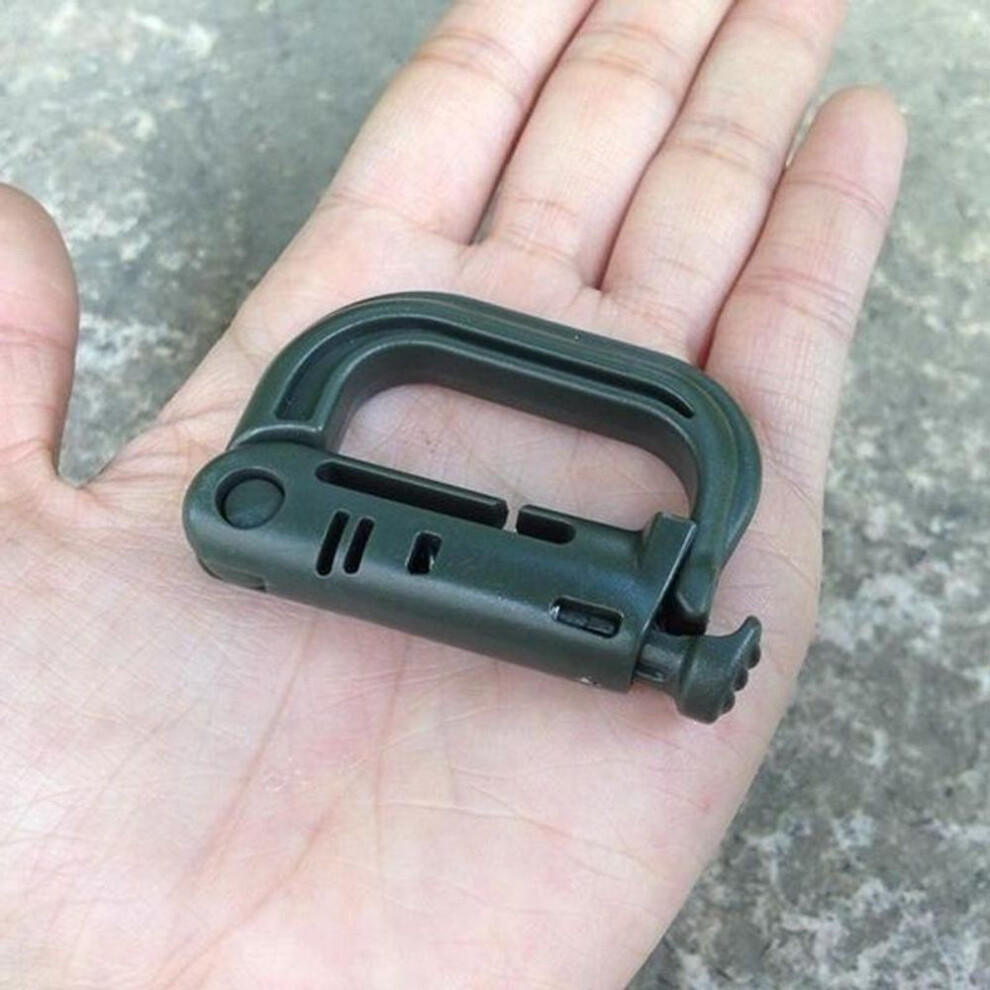 (army green) 1pcs Carabiner D Locking Ring Plastic Clip Snap Type Ring Buckle Carabiner Keychain Itw Fastener