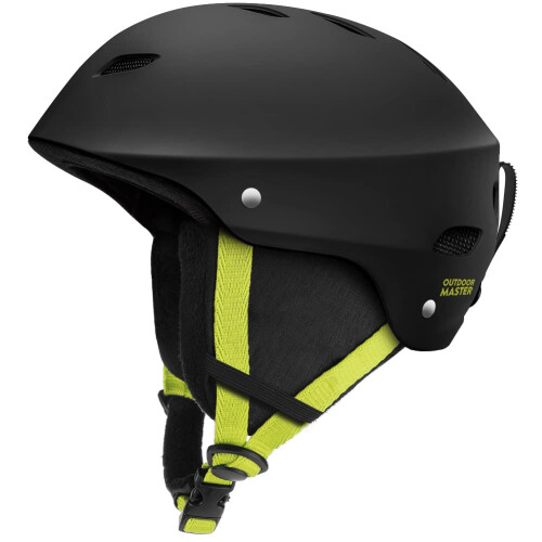 OutdoorMaster Kelvin Casco da sci - Casco da snowboard per uomo, donna e ragazzo Nero+Limone S
