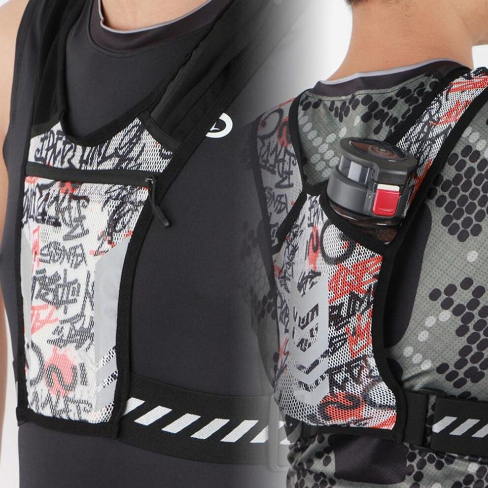 (black,red) Men Women Night Running Backpack Cycling Reflective Vest Bag Jogging Shoulder Back Bag with Water Bottle Holder Gym Sport Bag