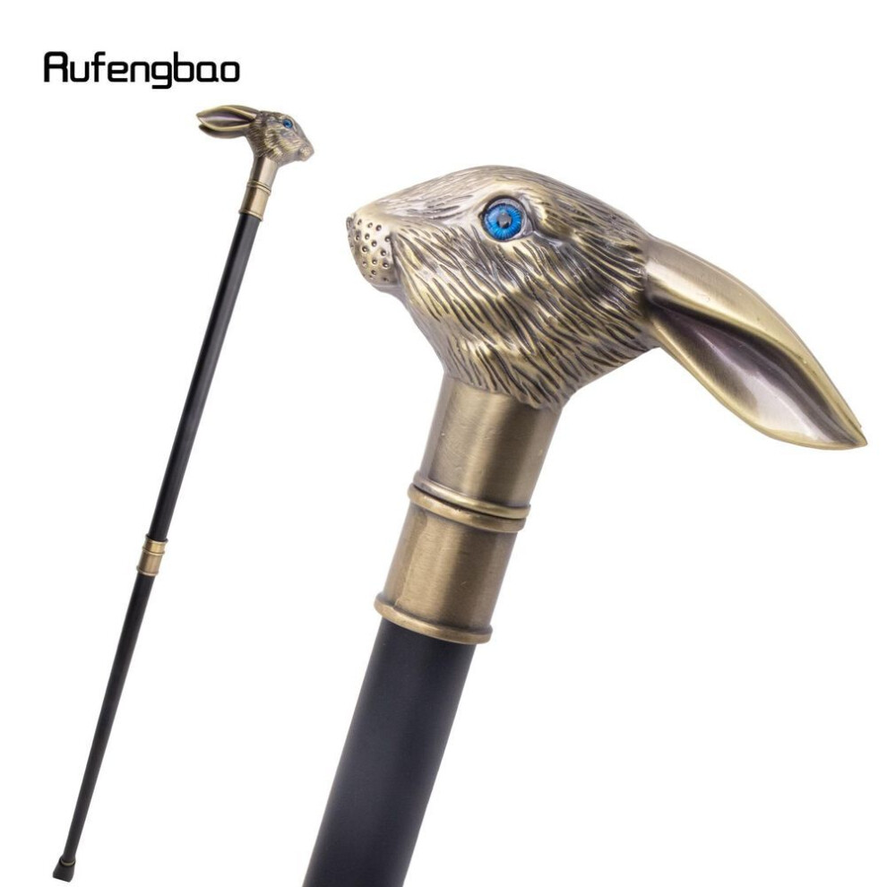 (as the picture) Copper Rabbit Long Ear Gentleman Walking Cane Fashion Walking Stick Gentleman Crosier Knob Walking Stick 93cm