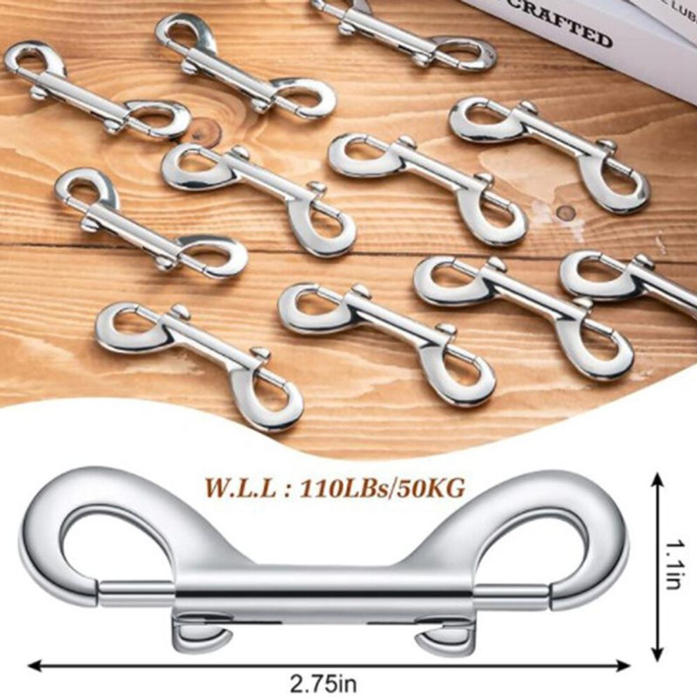 (One Size) Double Ended Bolt Snap Hooks Heavy Duty Trigger Chain Marine Grade Metal Clips