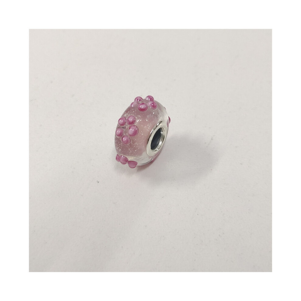 NEW Genuine PANDORA Murano Silver Pink Garden Charm
