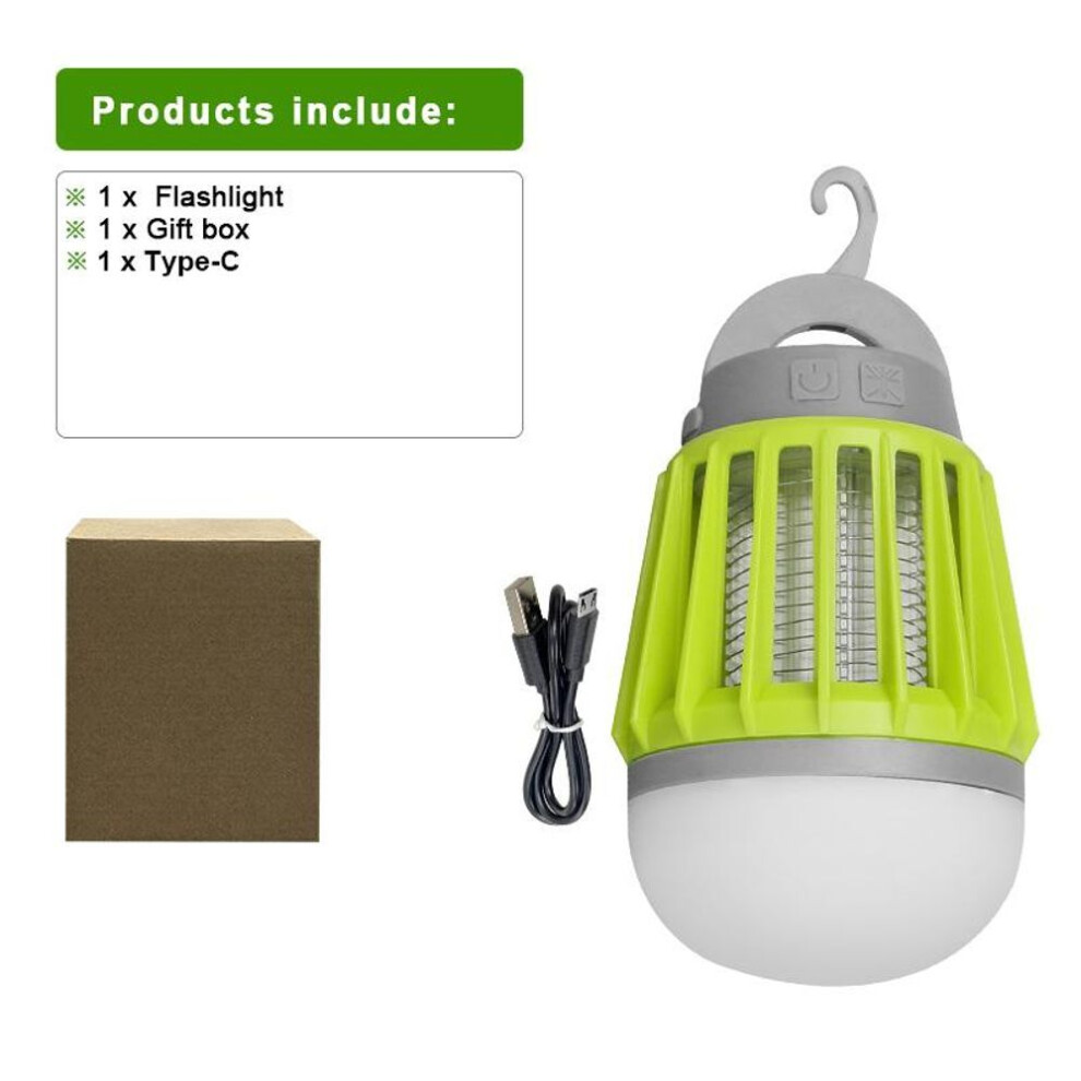 (built in battery) Emergency Solar Light Outdoor Waterproof Camping Lamp Rechargeable Mosquito Killer Bug Zapper Light Indoor Silent Repellent Lamp