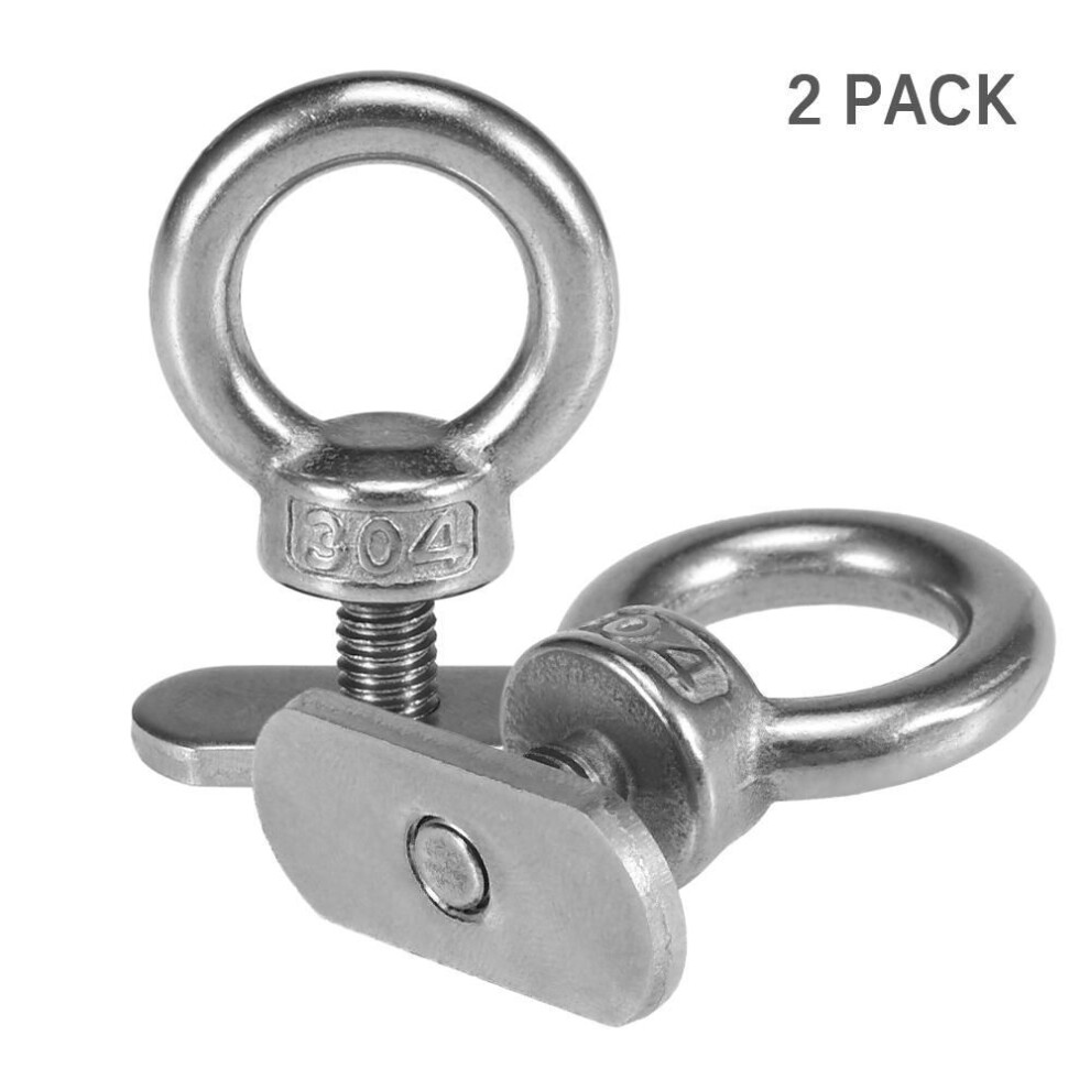 (silver) 2 Pack Kayak Track Mount Tie Down Eyelet For Bungee Cord Rope