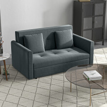 HOMCOM 2-Seater Sofa Bed with 130x67.5cm Storage, Includes 2 Cushions, Dark Grey (839-845V70CG)