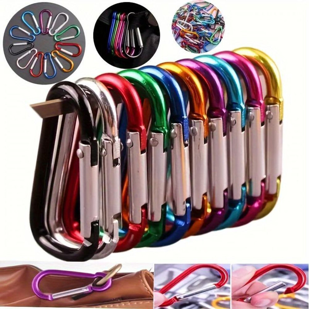 (multicolor, 5pcs) 5pcs Heavy-duty Multi-colored Aluminum Alloy D-ring Carabiner Clips -ultra-durable, Spring-loaded Gate, Secure Fastening - Perfect For Hiking, Camping