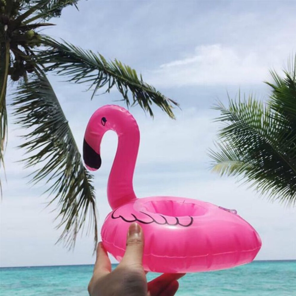 (pink) Mini Pink Flamingo Inflatable Cup Drink Holders Balloons Floating Toy Pool Can Party Bath