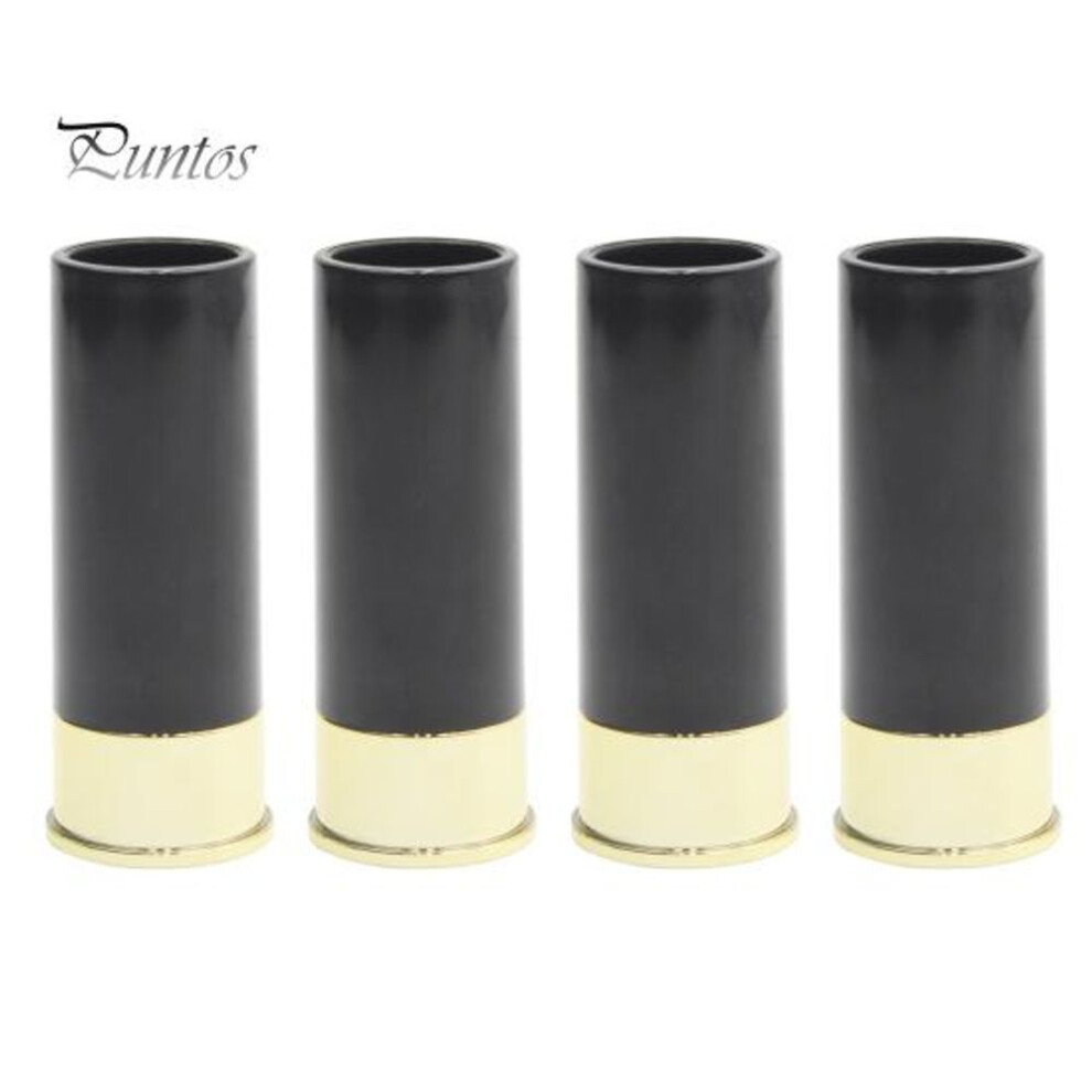 (black) 4pcs 12 Gauge Shot Drinking Glasses Food Grade Plastic Shot Glass Cup Hunting Themed Wine Glasses Set