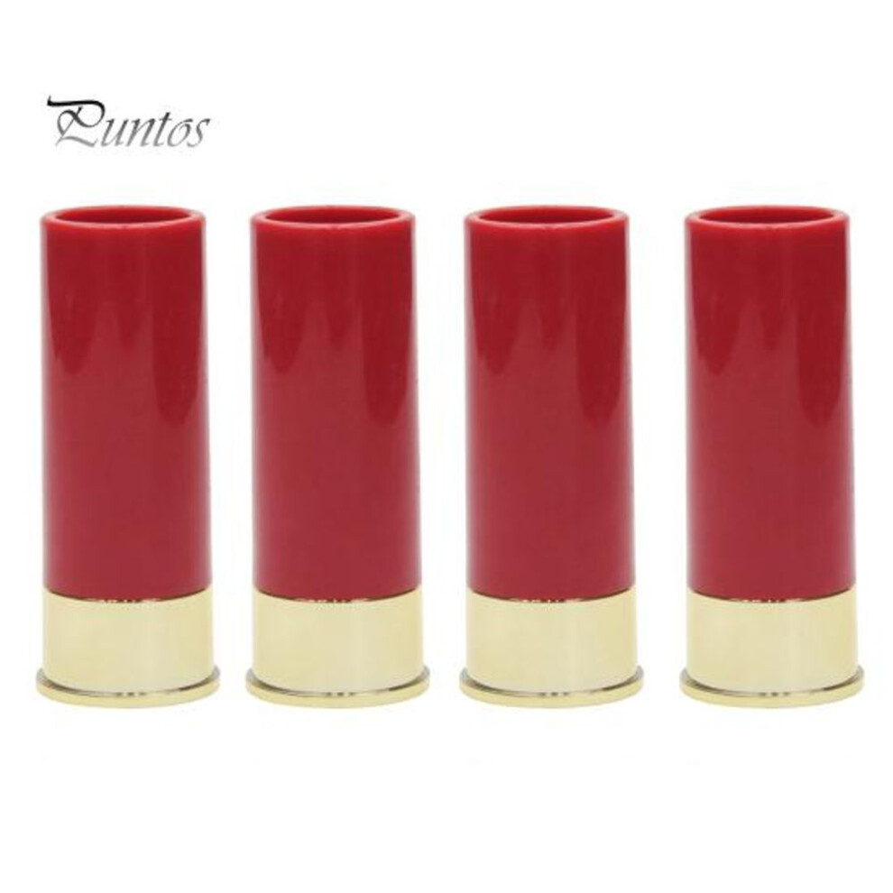 (red) 4Pcs 12 Gauge Shot Drinking Glasses Food Grade Plastic Shot Glass Cup Hunting Themed Wine Glasses Set