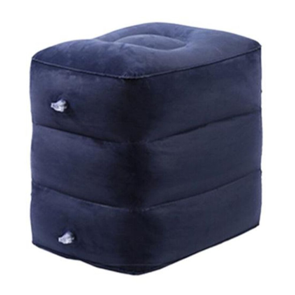 (dark blue) Inflatable Airplane Foot Rest Height Adjustable Wear Resistant Super Soft Widely Used Folding Portable Airplane Chair Extender
