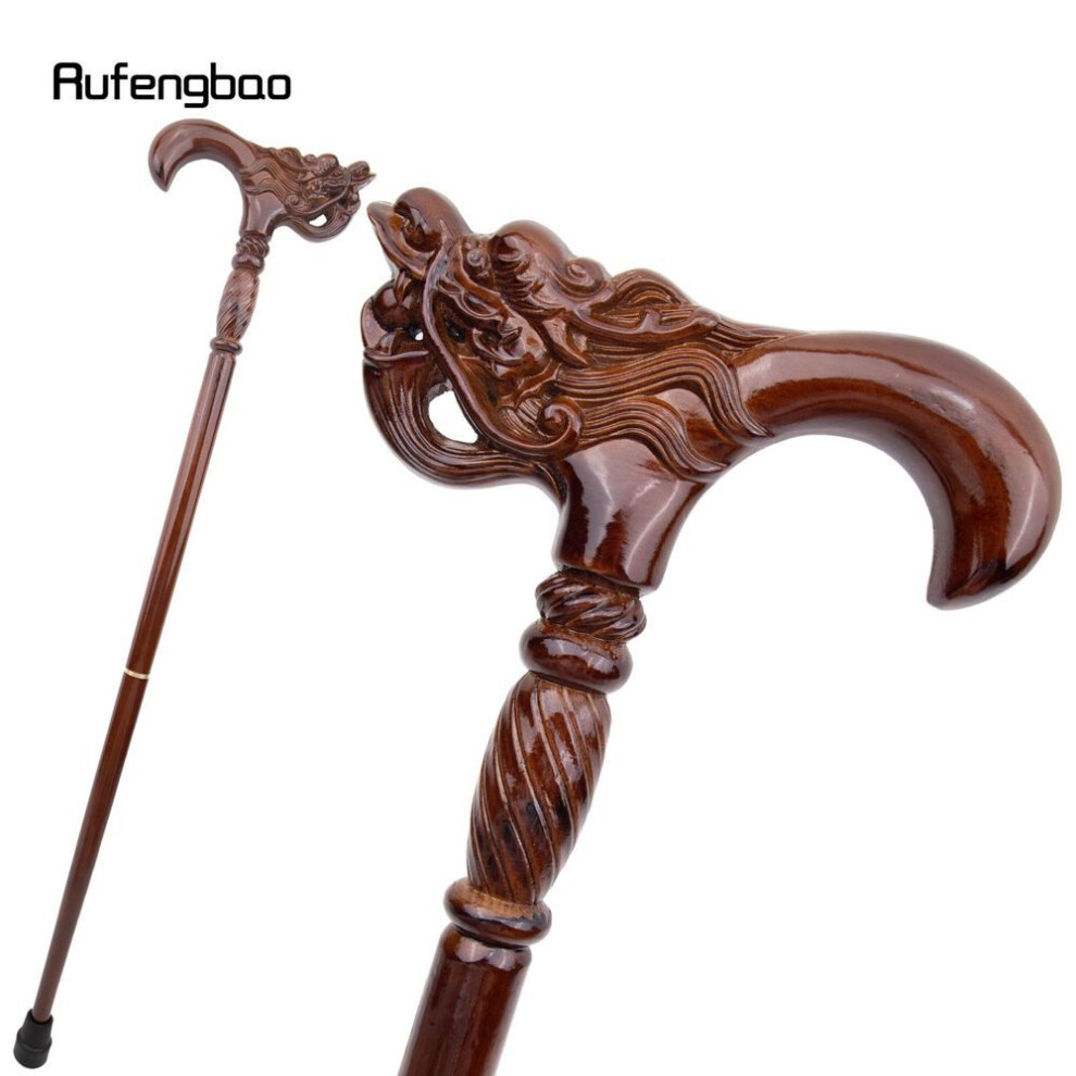 (as the picture) Dragon Brown Wooden Fashion Stick Decorative Vampire Cospaly Party Wood Walking Cane Halloween Mace Wand Crosier 92cm