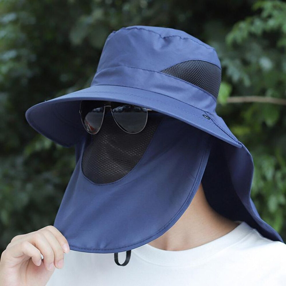 (dark blue) Summer Sun Hats Uv Protection Outdoor Hunting Fishing Cap For Men Women Hiking
