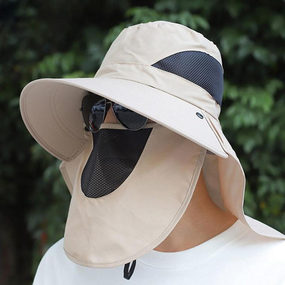 (khaki) Summer Sun Hats Uv Protection Outdoor Hunting Fishing Cap For Men Women Hiking