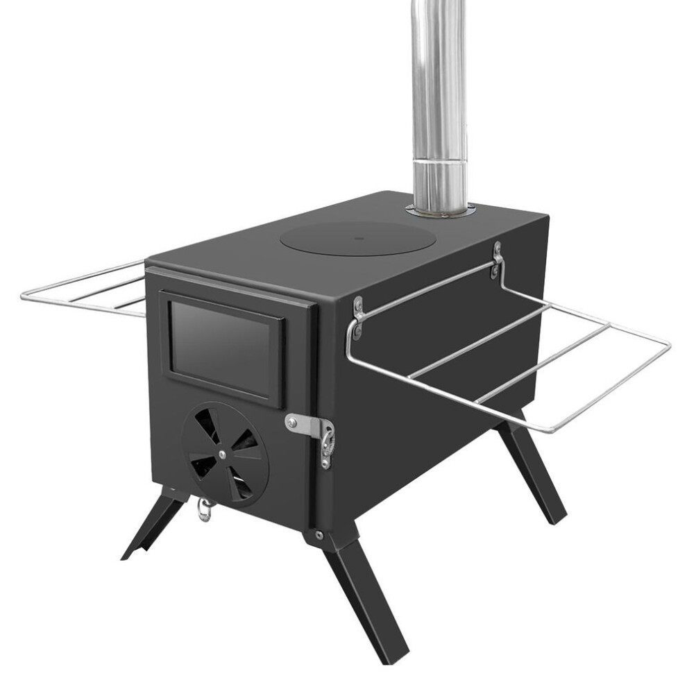 (black) Outdoor Camp Tent Firewood Stove Portable Wood Burning Stove Multifunctional Firewood Burner With Detachable Chimney