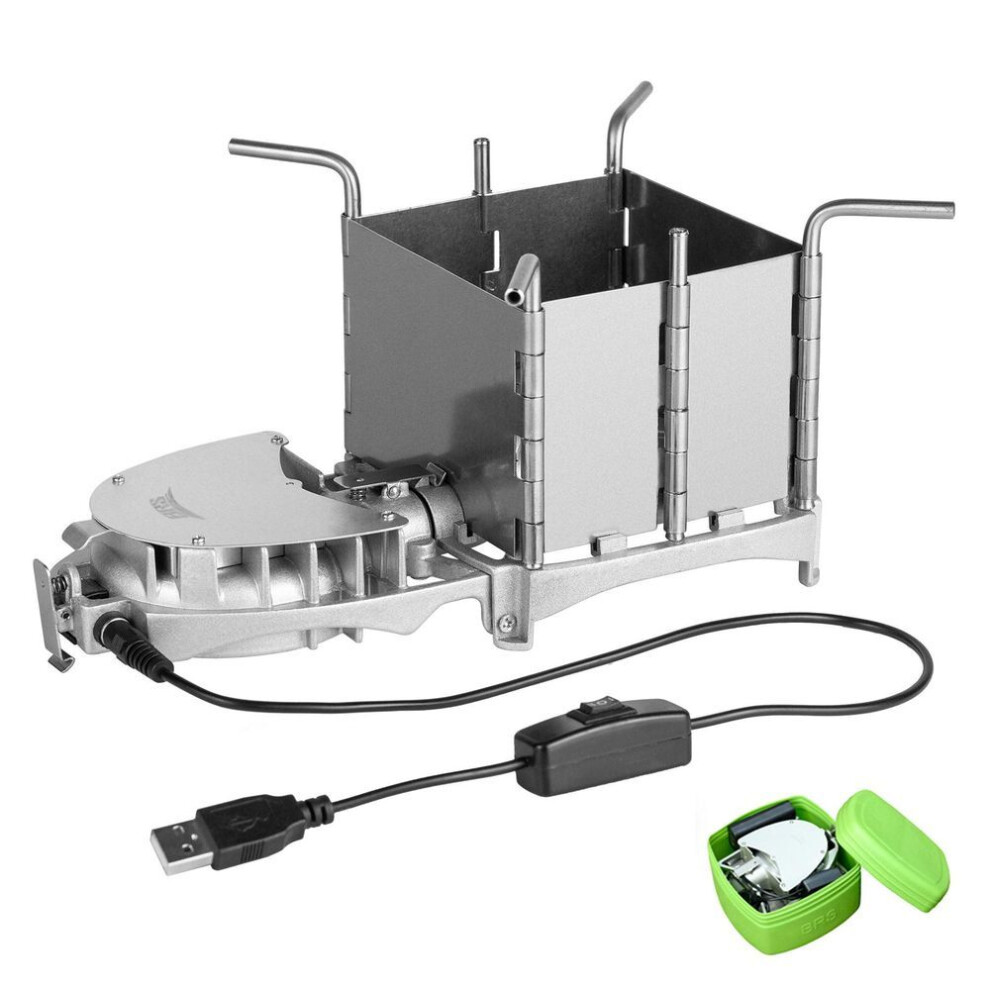 (silver) Brs Portable Palm-sized Camping Outdoor Wood-burning Stove Charcoal Burner Bbq Furnace Electronic