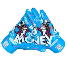 Battle Sports Money Man 2.0 Glove de fotbal receptoare largi - Manu?i de fotbal pentru adul?i ?i tineri - Manu?i ultra prinse - albastru de neon
