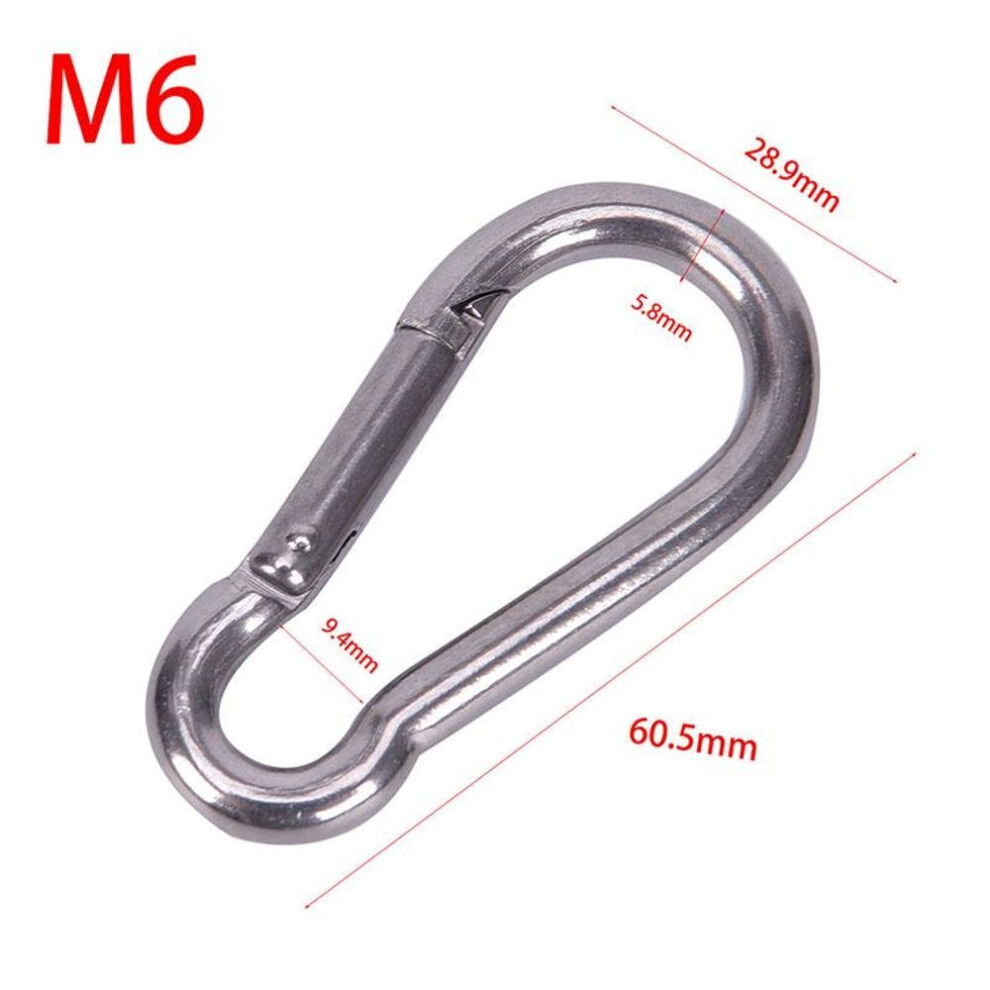 (M6) 304 Stainless Steel Spring Carabiner Snap Hook Keychain Quick Link Lock Buckle
