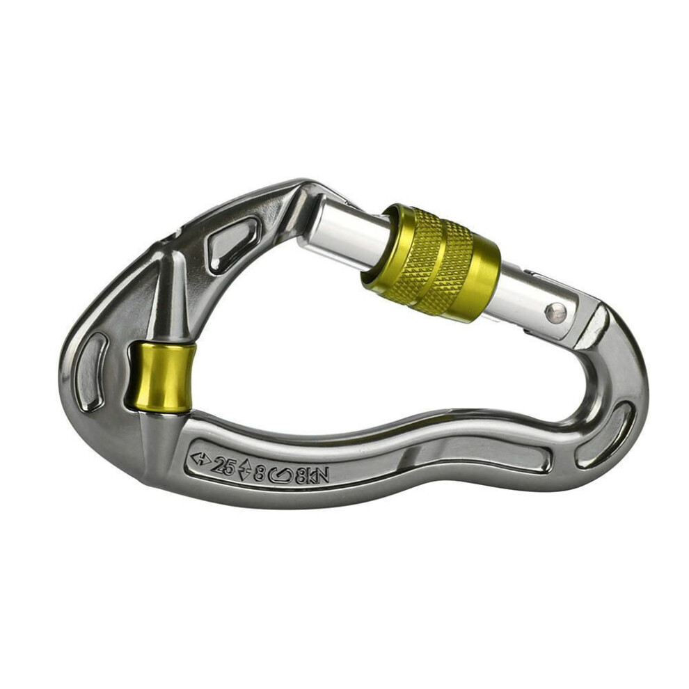 (yellow, one size) (Kung Pao Chicken)D-Shape Climbing Carabiner Screw Lock Protection  Climbing Rappelling