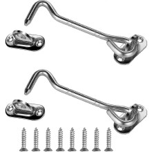 (As show, One size) Sturmhaken, Haken Schloss Edelstahl 2st,kabinenhaken Fr Die Balkon Tr Riegel Mit 8 Stck Montage Schrauben - HE