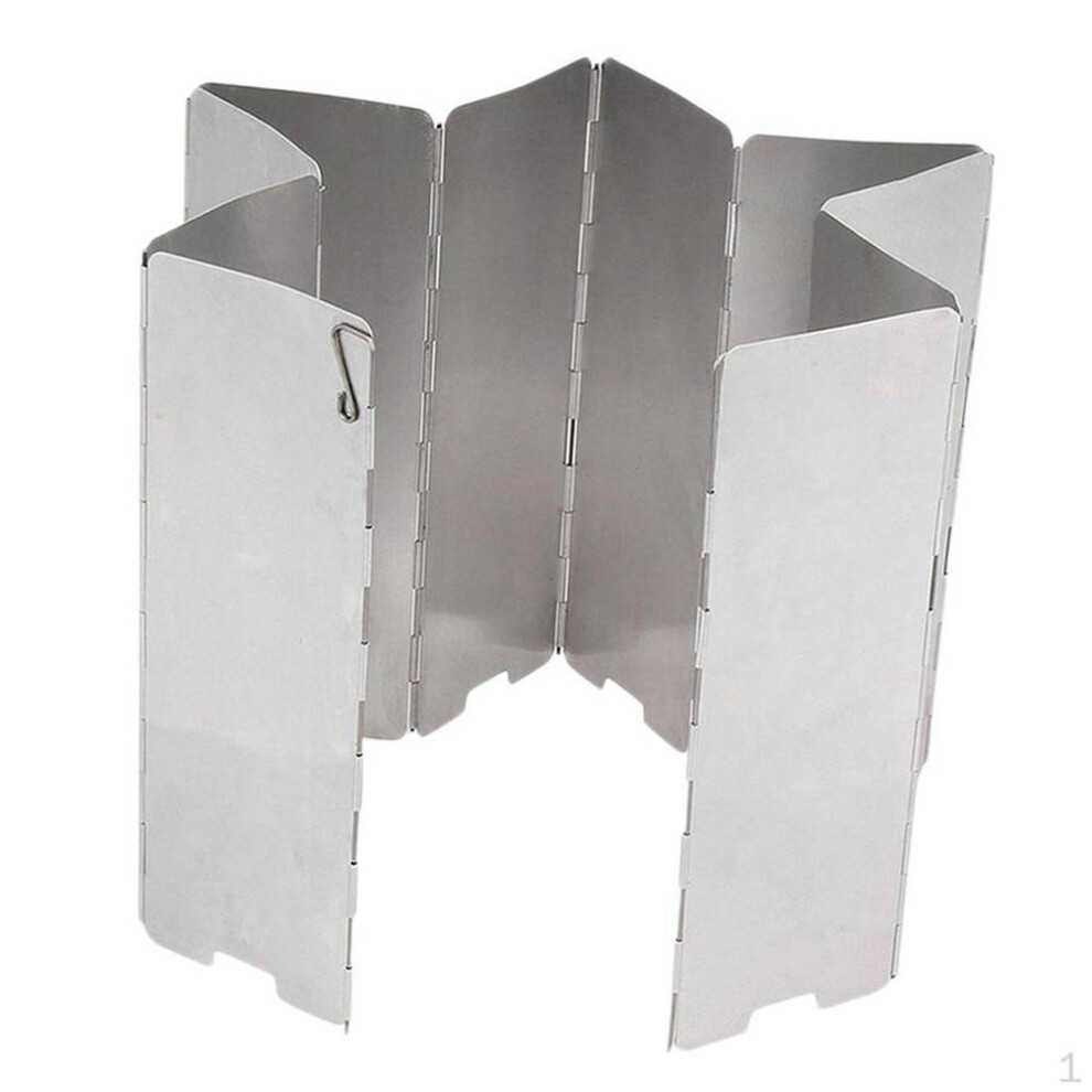 Folding Outdoor Stove Windscreen, 8 Aluminum Camping Windshield with Carrying Bag, Lightweight