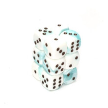 Sady kociek Chessex d6: Gemini tyrkysov a biela s ciernou - 16 mm eststrann kocka (12) blok kociek