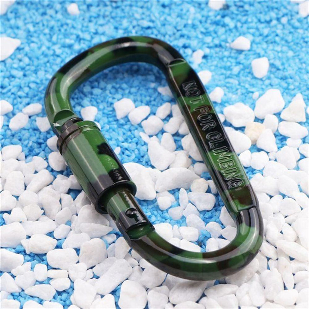 1 Pc D-type Camouflage Spray Paint Long Nut Mountaineering Buckle Aluminum Alloy Tactical Hanging Buckle Bag Buckle 8 Cm