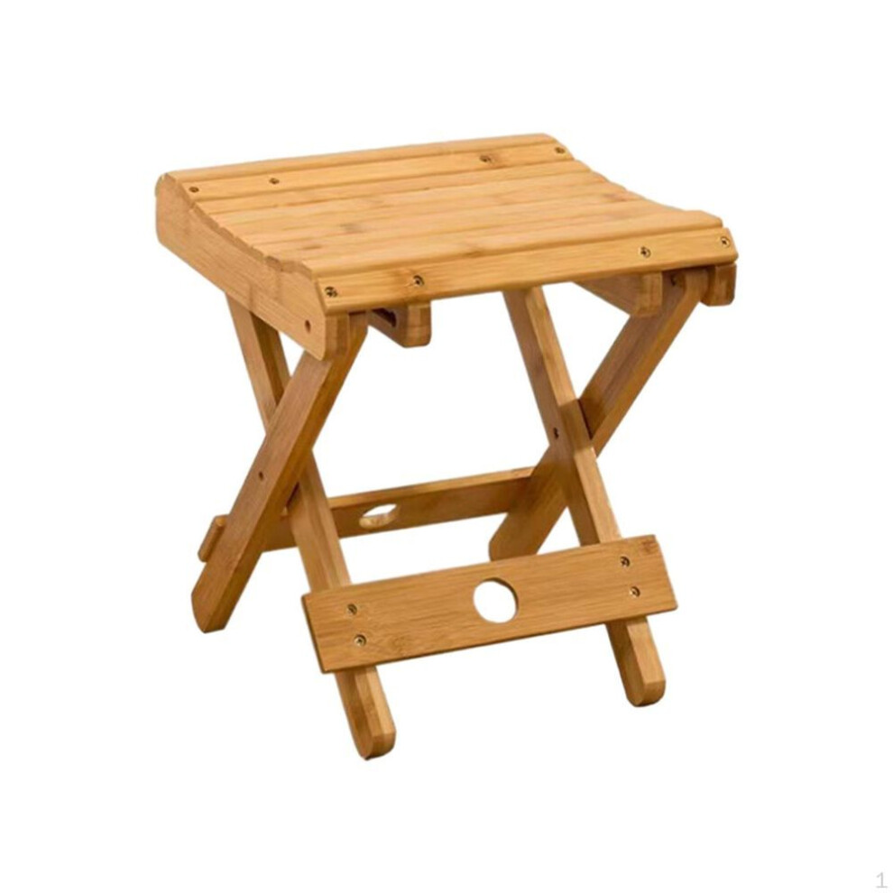 (28cmx28.5cmx31.5cm) Bamboo Folding Stool Camping Chair Collapsible Foldable Fishing for Beach Yard