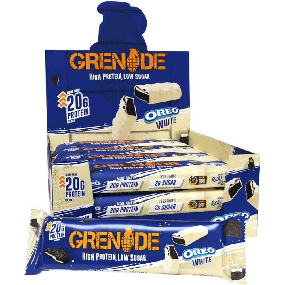 Grenade OREO White Protein Bar - High Protein, Low Sugar, 12 x 60 g