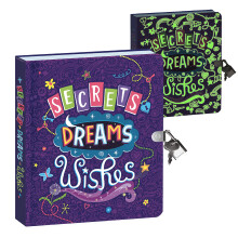 Peaceable Kingdom Secrets Dreams and Wishes, im Dunkeln leuchtendes Tagebuch mit linierten Seiten und Schloss und Schl   ssel, 15,9 cm