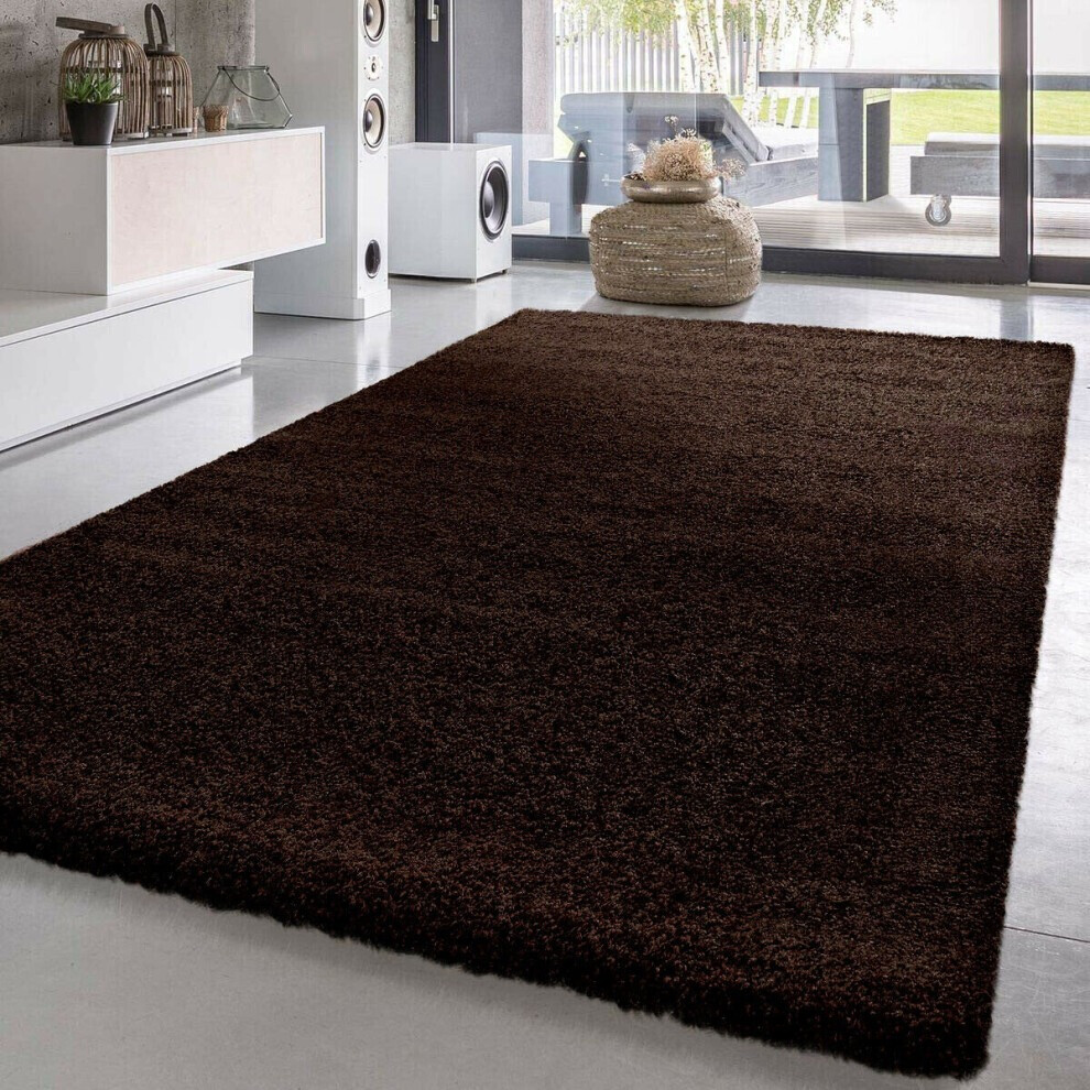 Shaggy Rugs Ltd (Brown, 160X230cm) New Modern Non Slip Extra Large Thick Shaggy Rug Black