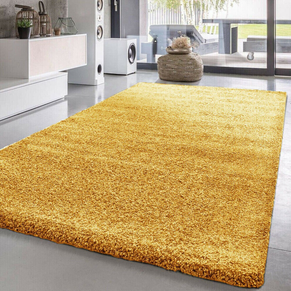 (Gold, 160x230cm) New Modern Non slip Extra Large Thick Shaggy  Rug