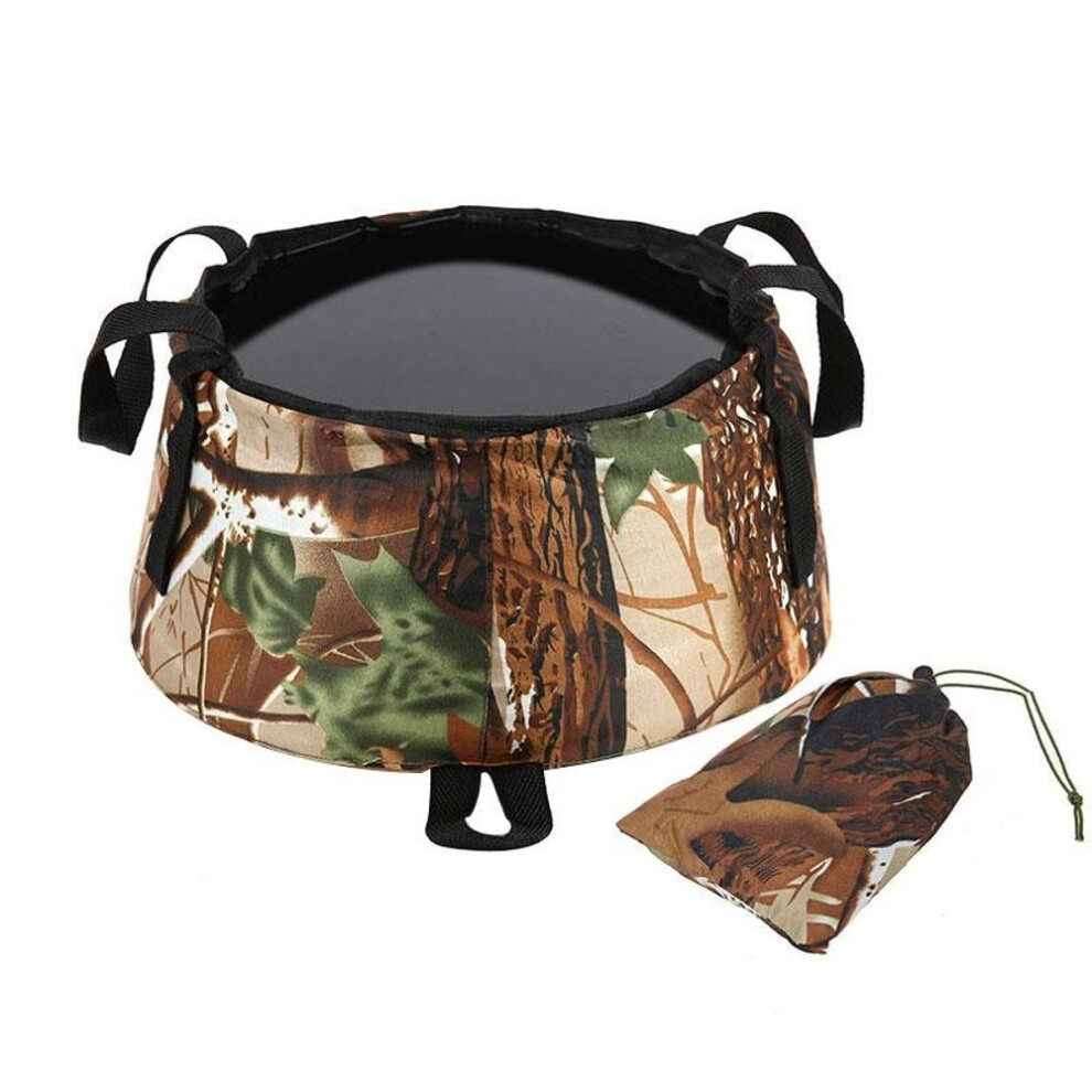 (camouflage) Portable Bucket Waterproof Water Bags Fishing Folding Bucket Water Container Storage Carrier Bag Outdoor Wash Basin For Camping