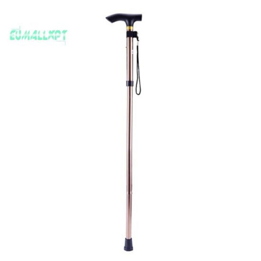 (coffee) Walking Stick Anti Slip Multifunctional Aluminum Alloy Five-section Telescopic Collapsible Trekking Poles For Outdoor Mountaineering
