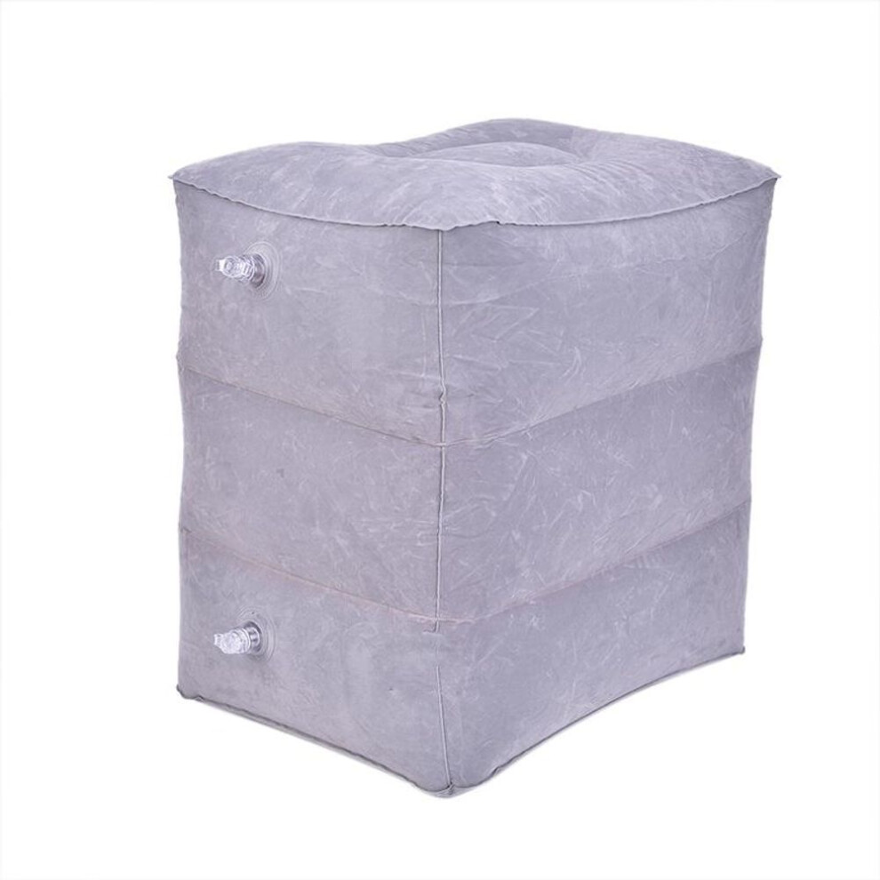 (light gray, one size) Inflatable Portable Travel Footrest Pillow Plane Train Kids Bed Foot Rest