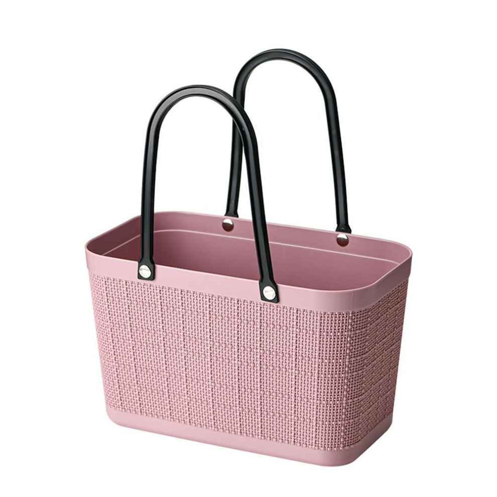 (pink, One Size) Portable Picnic Tote Shopper Bag, Large Plastic Utility Basket,washable Beach Travel Handbag,storage Bags