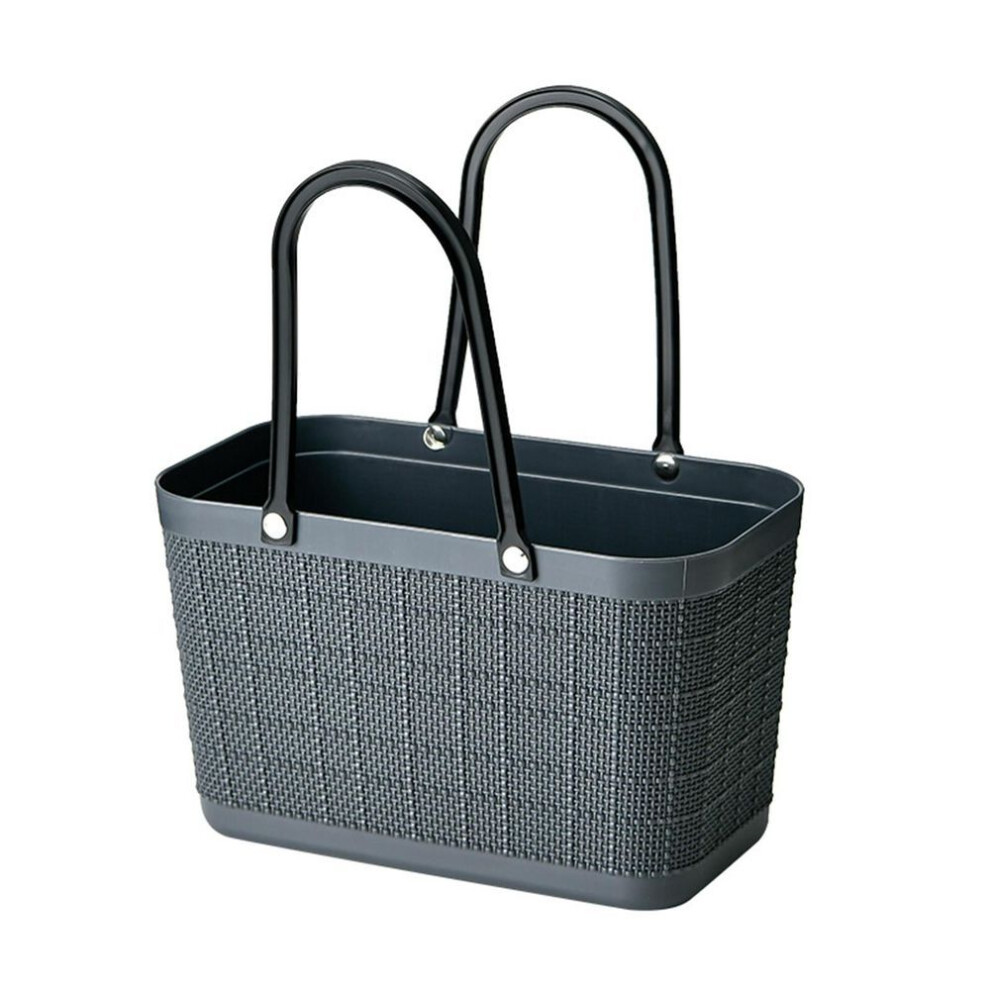 (black, One Size) Portable Picnic Tote Shopper Bag, Large Plastic Utility Basket,washable Beach Travel Handbag,storage Bags