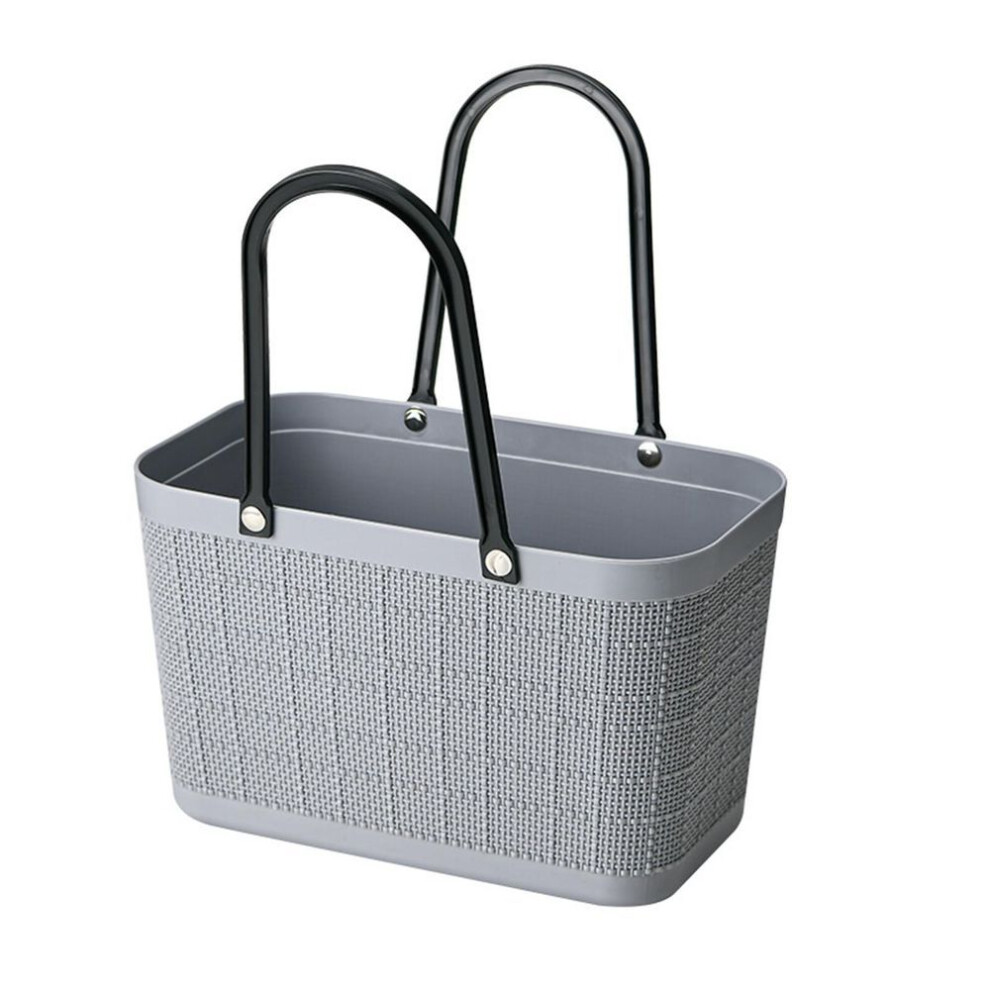 (gray, One Size) Portable Picnic Tote Shopper Bag, Large Plastic Utility Basket,washable Beach Travel Handbag,storage Bags