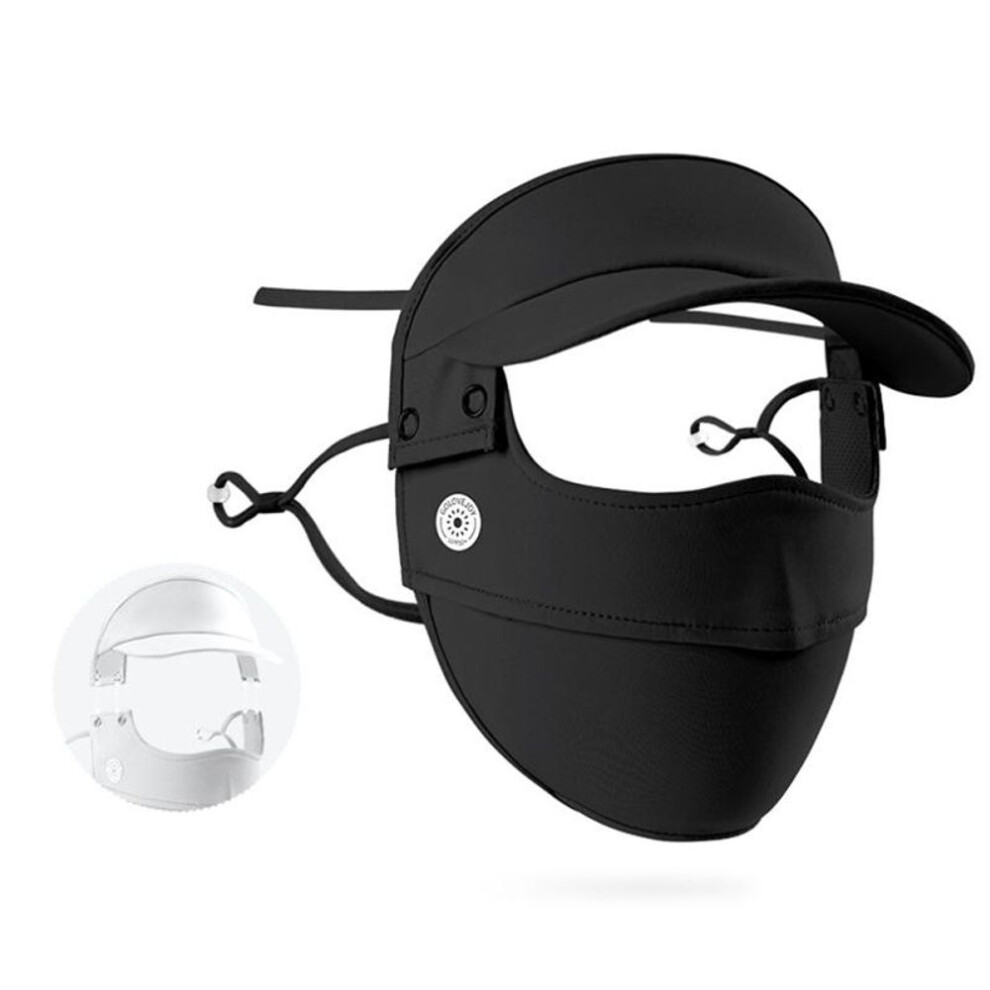 (as the picture, XTJ37 Black) Women Sun Hat With Brim Mask Summer Uv Protection Sunscreen Breathable Ice Silk Eye Protection Mask