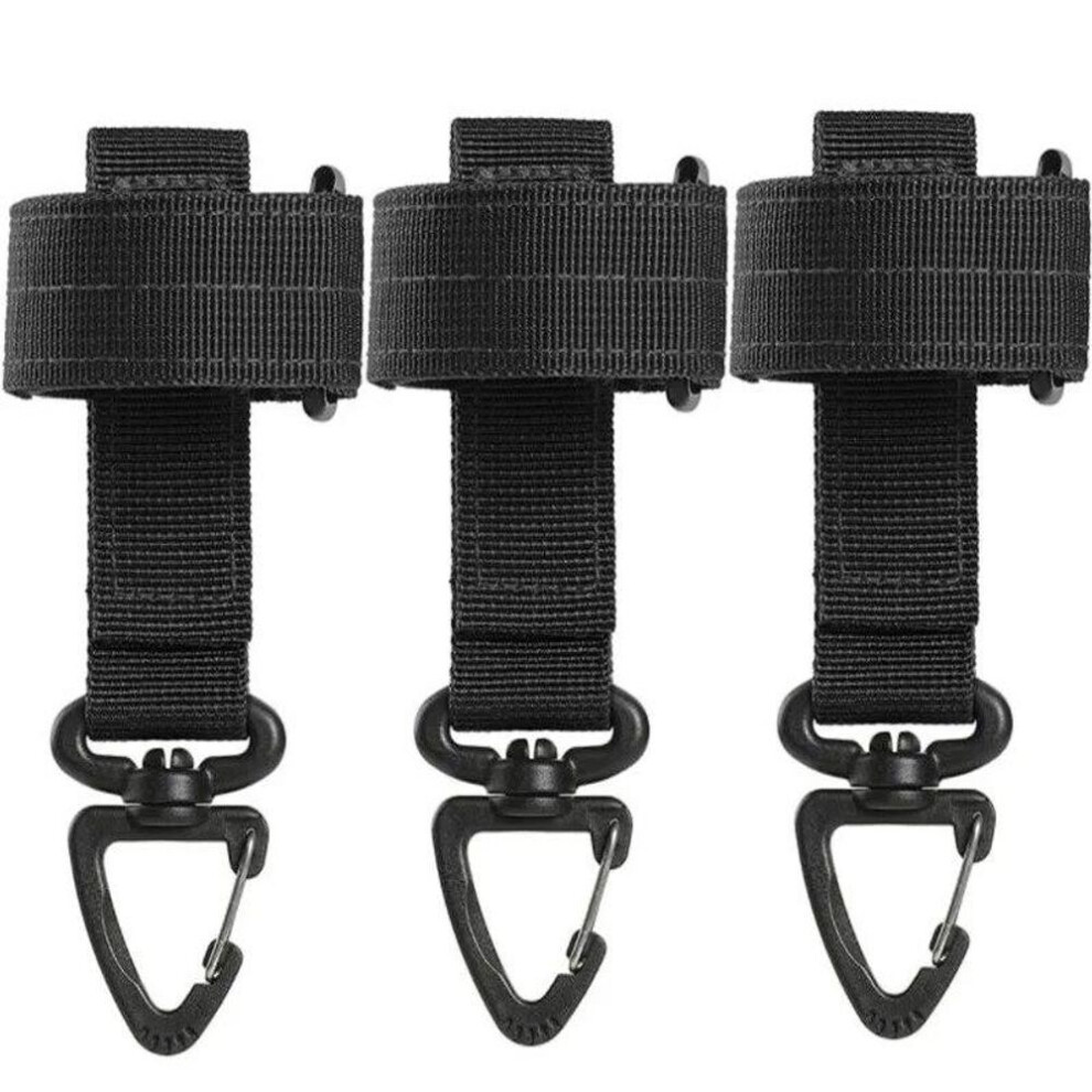 (black, 3pcs) 3pcs Outdoor Keychain Tactical Gear Clip Keeper Pouch Belt Keychain Webbing Gloves Rope Holder Military Molle Hook