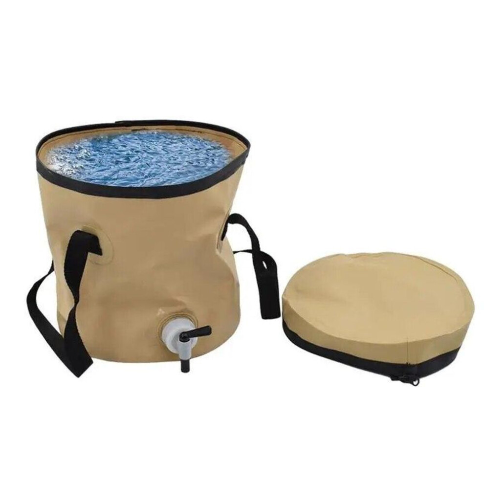 (as the picture, 10L) 10l Outdoor Folding Fishing Bucket Collapsible Camping Water Container With Faucet Water Storage Bucket For Camping Hiking Climb